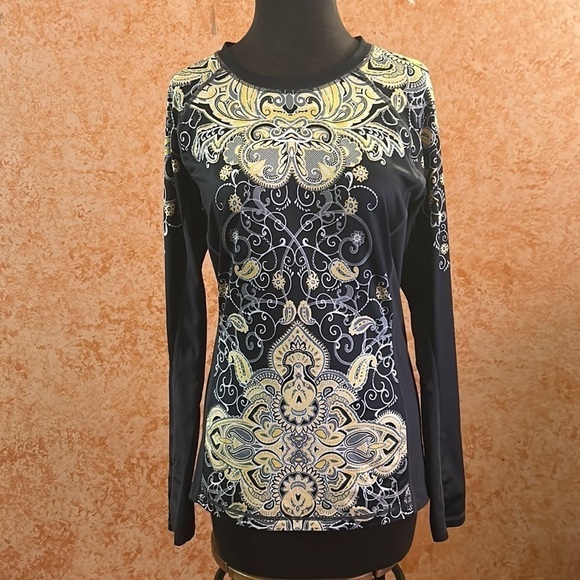 ATHLETA Paisley Long Sleeve Athletic Shirt size Small - Picture 1 of 8
